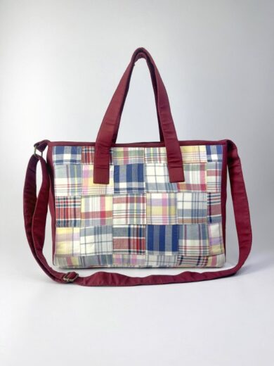COTTON CHECK PRINT HAND BAG