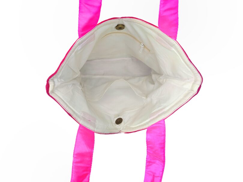 COTTON CHECK PRINT HAND TOTE BAG - Image 3
