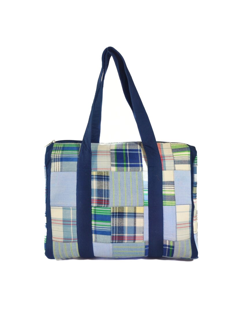 COTTON CHECK PRINT TOTE BAG