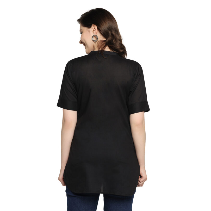 WOMEN COTTON TOP BLACK WITH BUTTON - Image 6