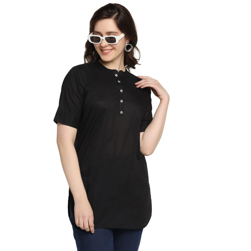 WOMEN COTTON TOP BLACK WITH BUTTON - Image 7