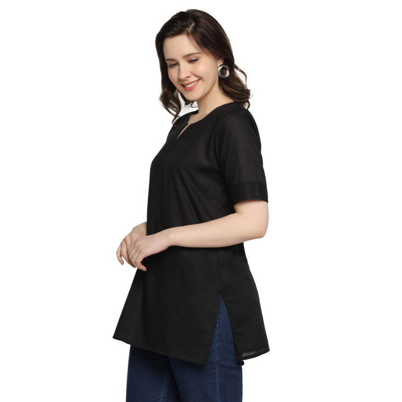 WOMEN COTTON TOP BLACK OVAL NECK - Image 3