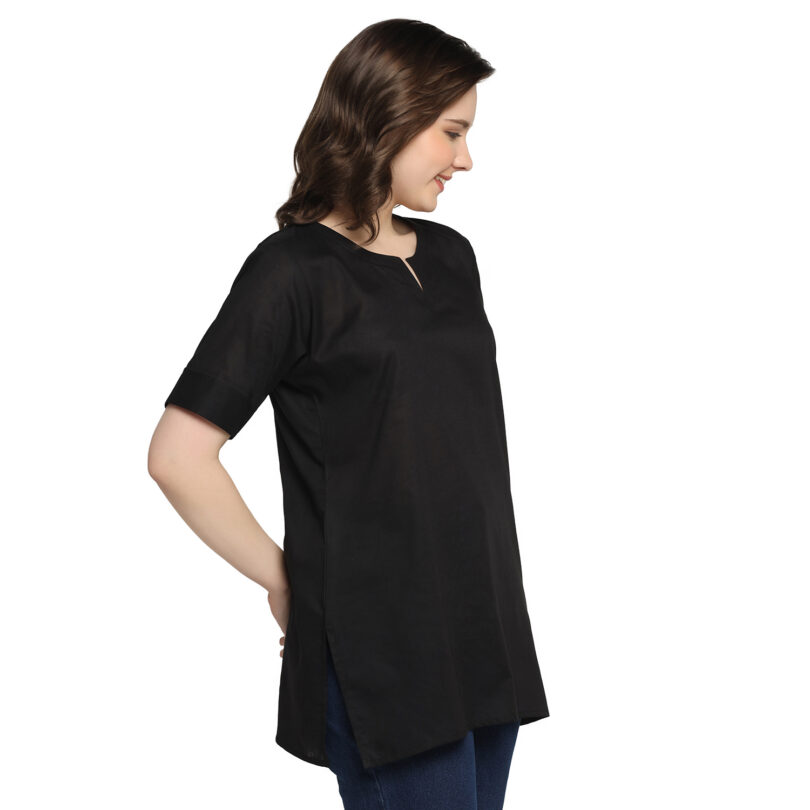 WOMEN COTTON TOP BLACK OVAL NECK - Image 4