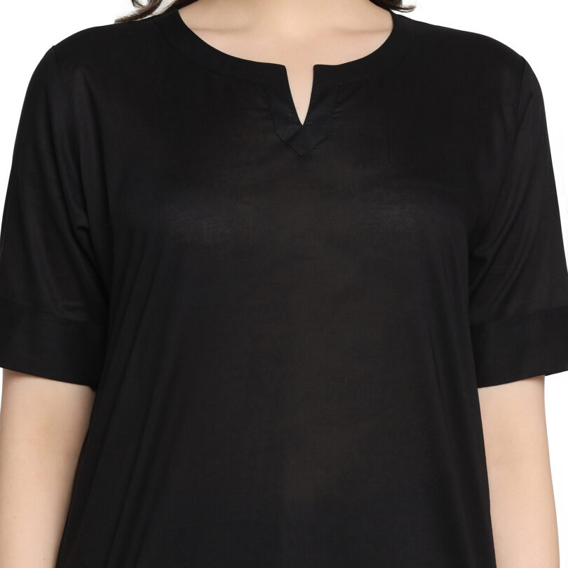WOMEN COTTON TOP BLACK OVAL NECK - Image 5