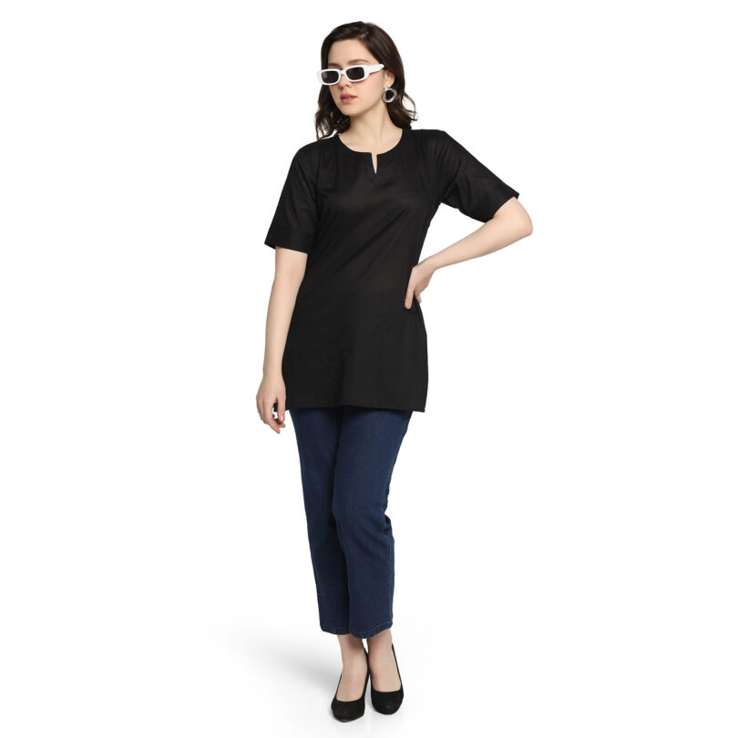 WOMEN COTTON TOP BLACK OVAL NECK - Image 7