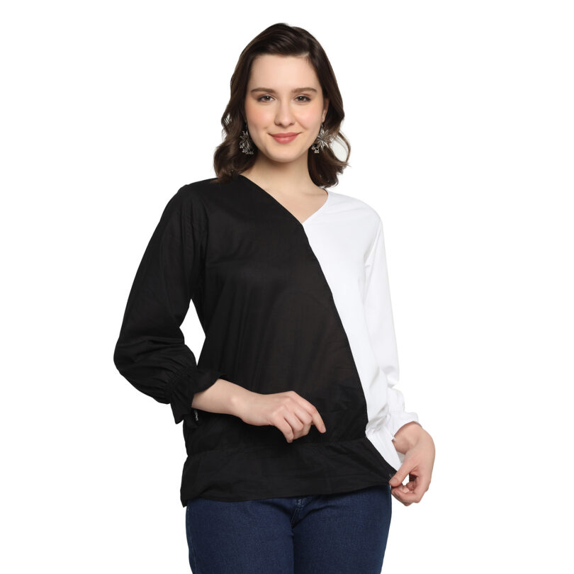 WOMEN COTTON TOP BLACK & WHITE