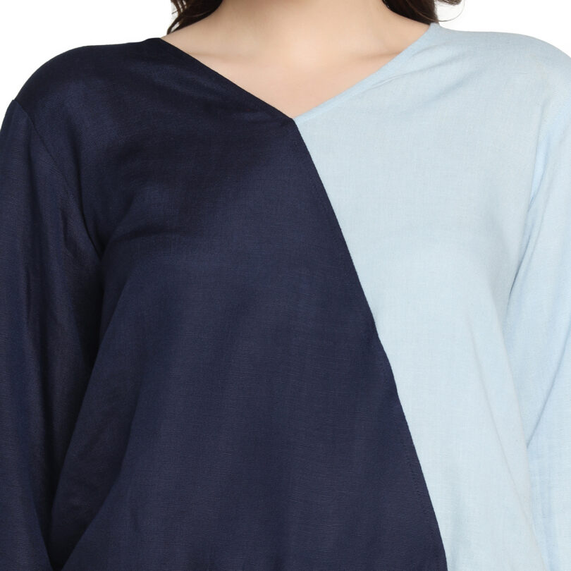 WOMEN COTTON TOP NAVY BLUE & SKY BLUE - Image 6