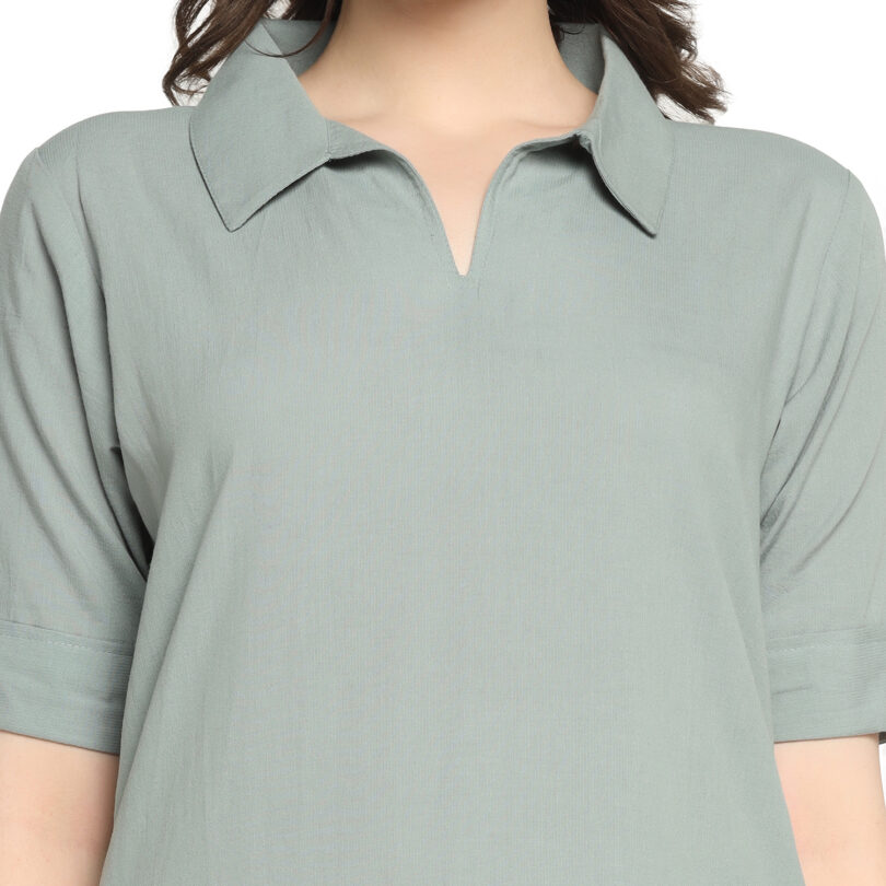 WOMEN GREY COTTON TOP WITH PANT SET - Image 4