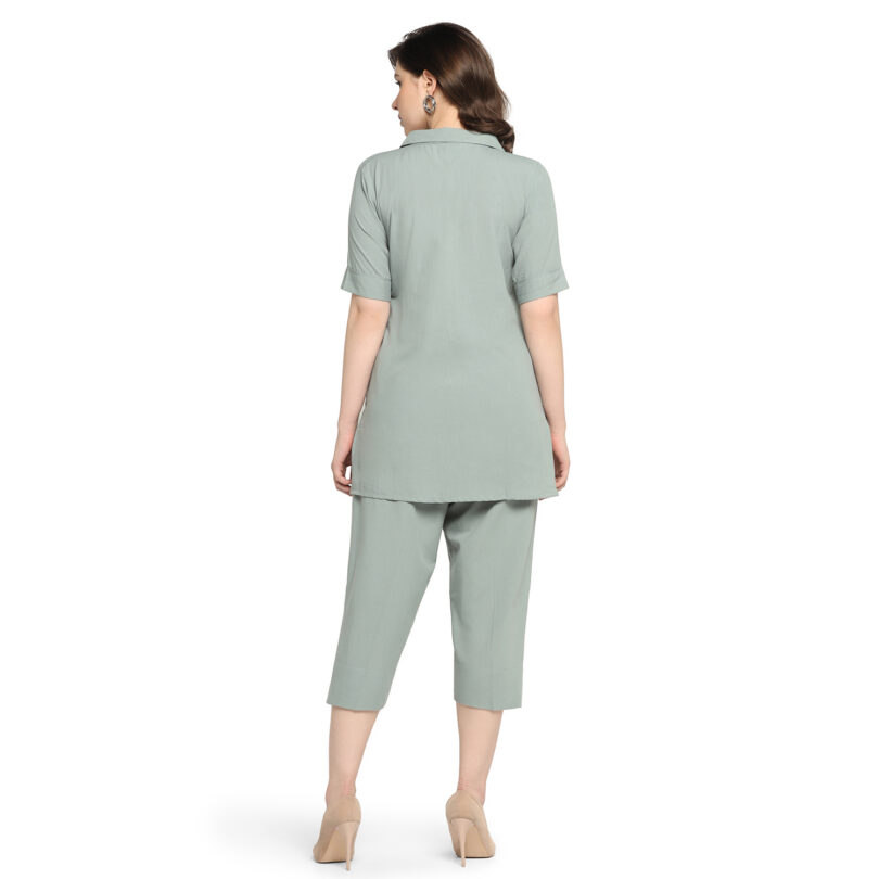 WOMEN GREY COTTON TOP WITH PANT SET - Image 5