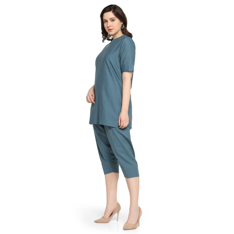 BLUISH GREY COTTON TOP WITH PANT SET - Image 3