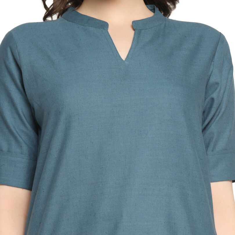 BLUISH GREY COTTON TOP WITH PANT SET - Image 5