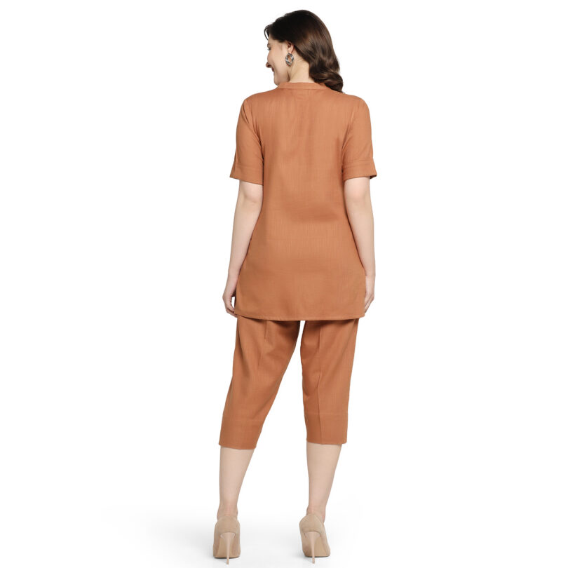 BROWN COTTON TOP WITH PANT SET - Image 5