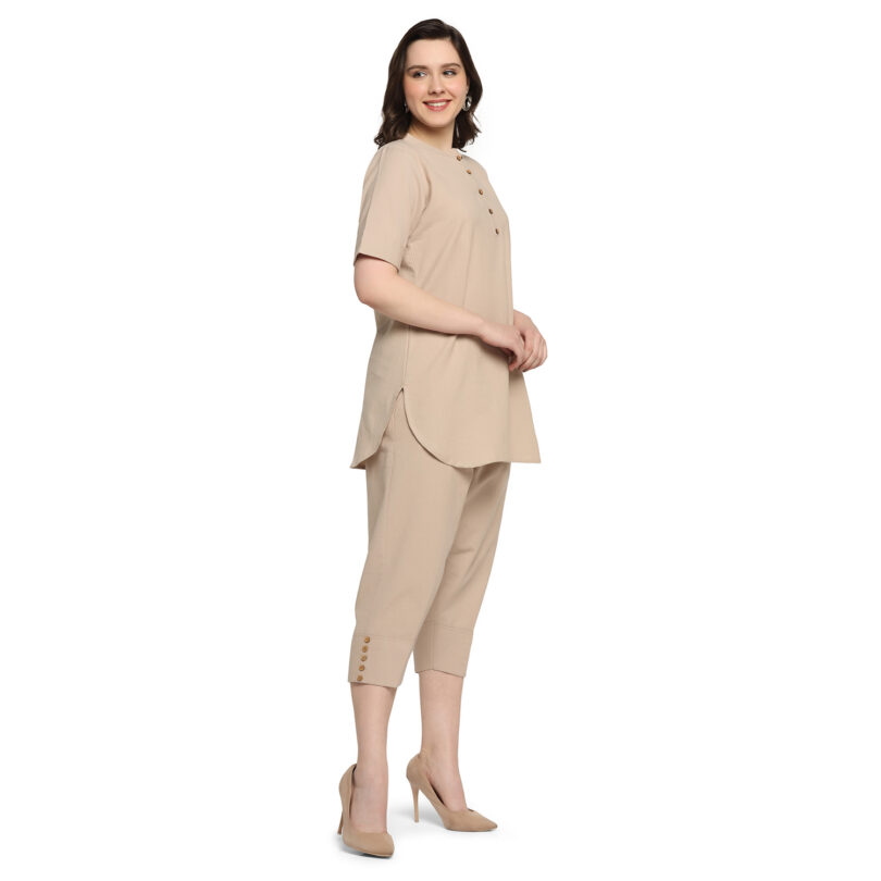 BEIGE COTTON TOP WITH PANT SET - Image 3