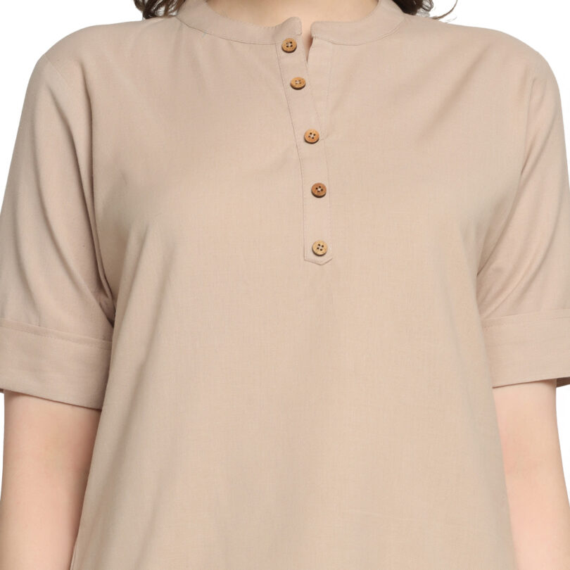 BEIGE COTTON TOP WITH PANT SET - Image 4
