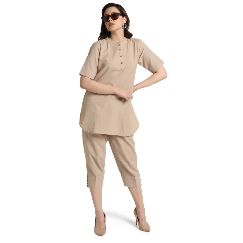 BEIGE COTTON TOP WITH PANT SET - Image 6