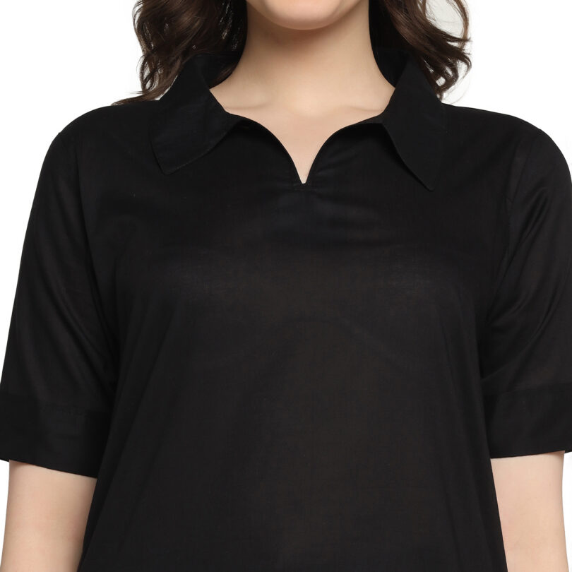 WOMEN COTTON SHORT KURTA BLACK COLOR - Image 5