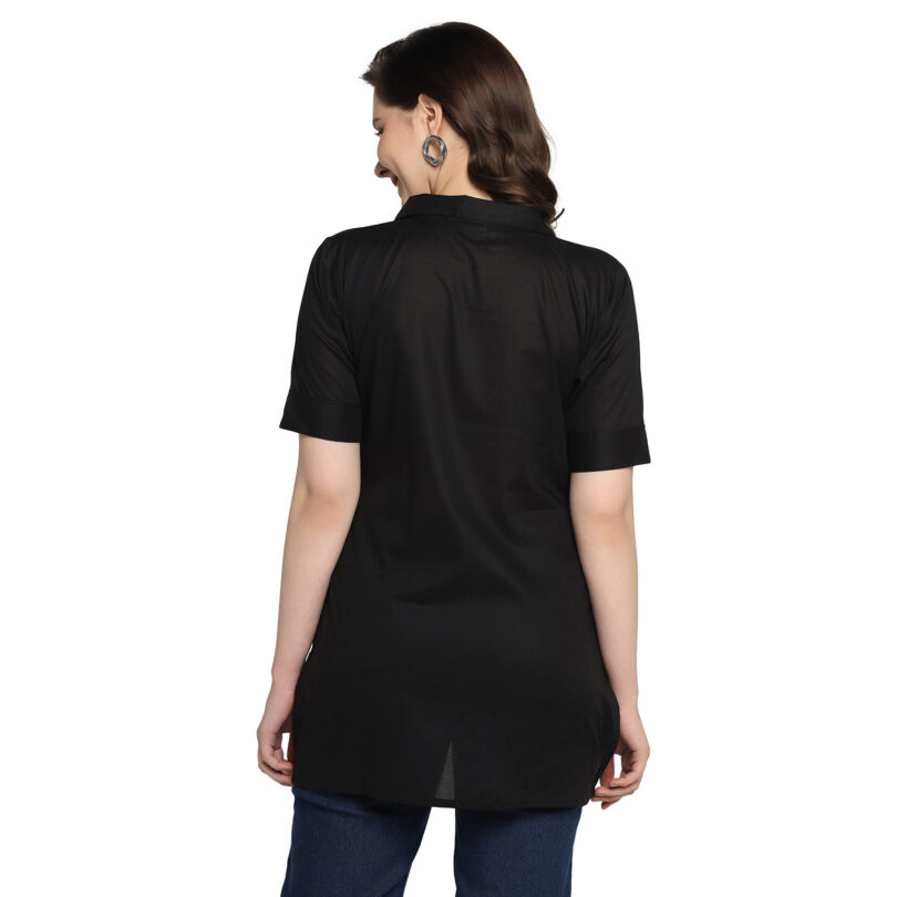 WOMEN COTTON SHORT KURTA BLACK COLOR - Image 6