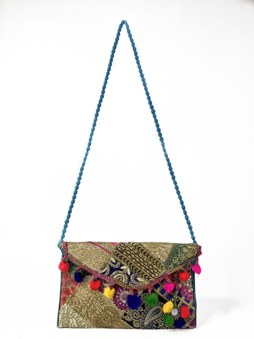 POM POM CLUTCH BAG Handicrafts Handmade Women's Handbags bags Shoulder Bag handicraft bags for women and Girls stylish & Fashion Multicolor bag.