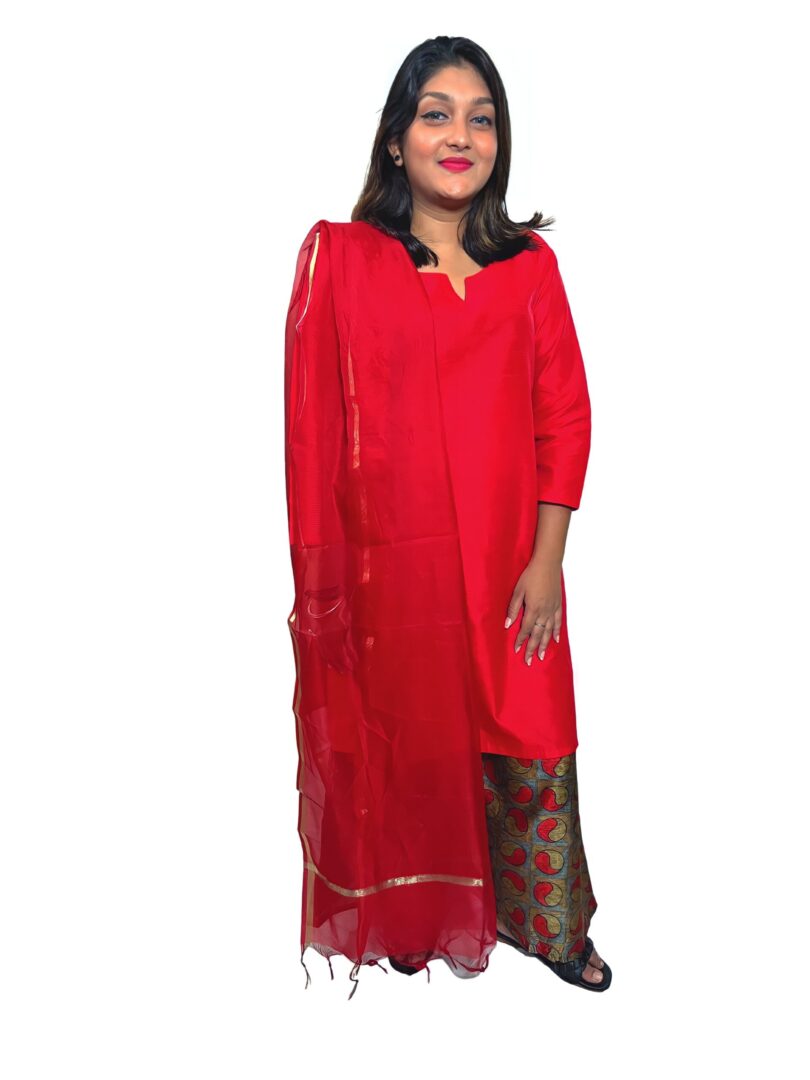 WOMEN FULL SLEEVES KURTA SET WITH PLAZZO AND RUPPTA