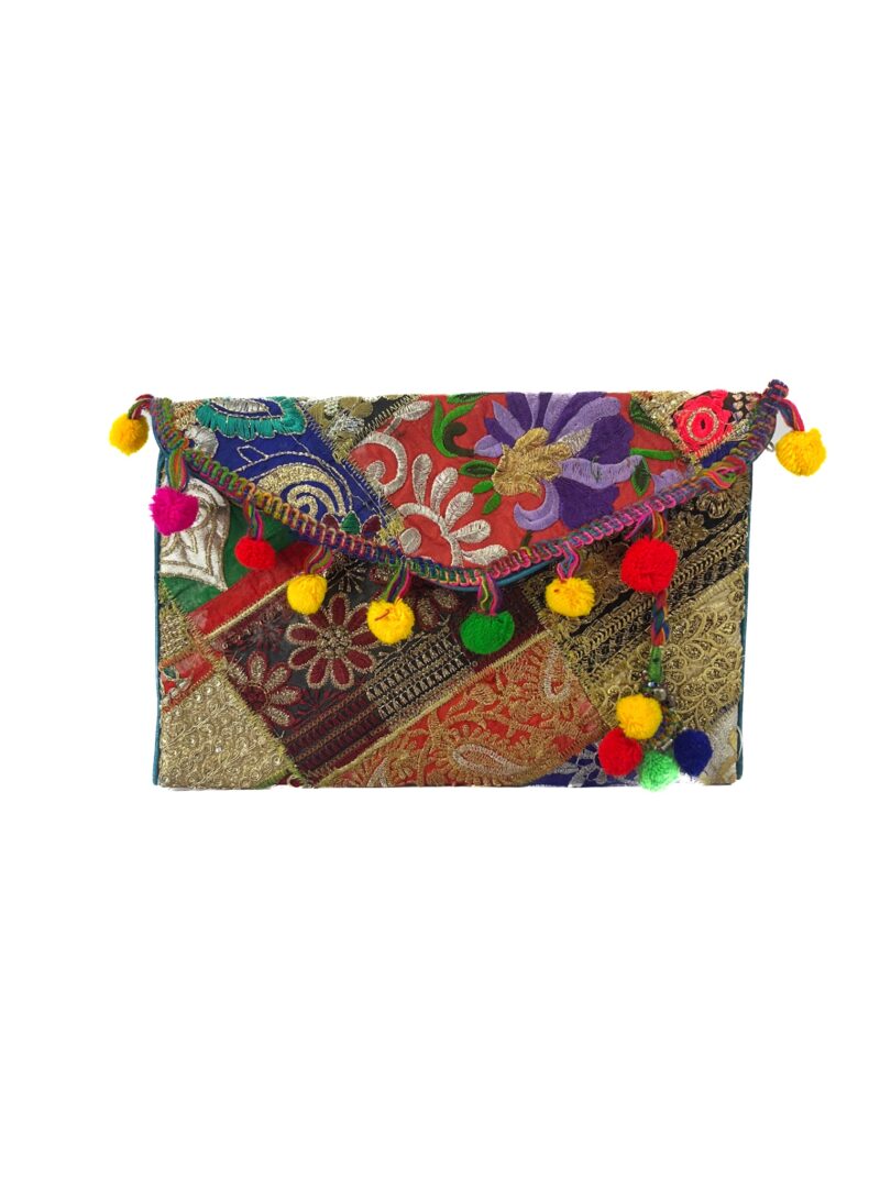 POM POM CLUTCH BAG Handicrafts Handmade Women's Handbags bags Shoulder Bag handicraft bags for women and Girls stylish & Fashion Multicolor bag. - Image 5