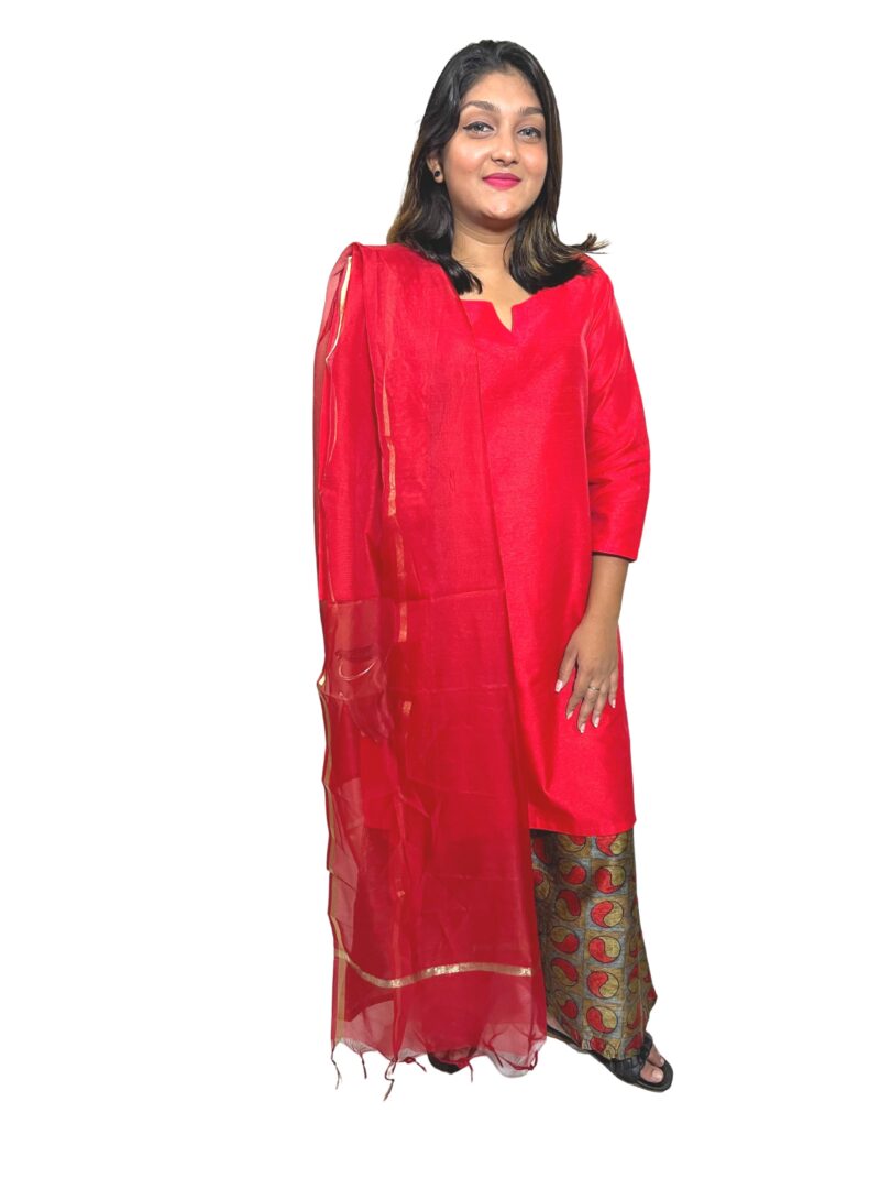 WOMEN FULL SLEEVES KURTA SET WITH PLAZZO AND RUPPTA - Image 2