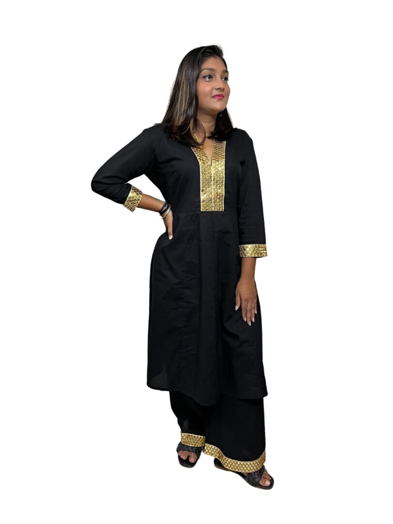 WOMEN FULL SLEEVES KURTA SET WITH PLAZZO - Image 2