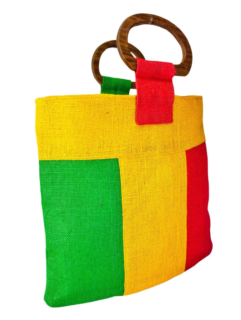 JUTE HAND BAG WITH WOODEN HANDLE - Image 2
