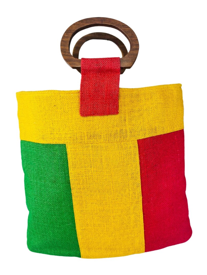 JUTE HAND BAG WITH WOODEN HANDLE