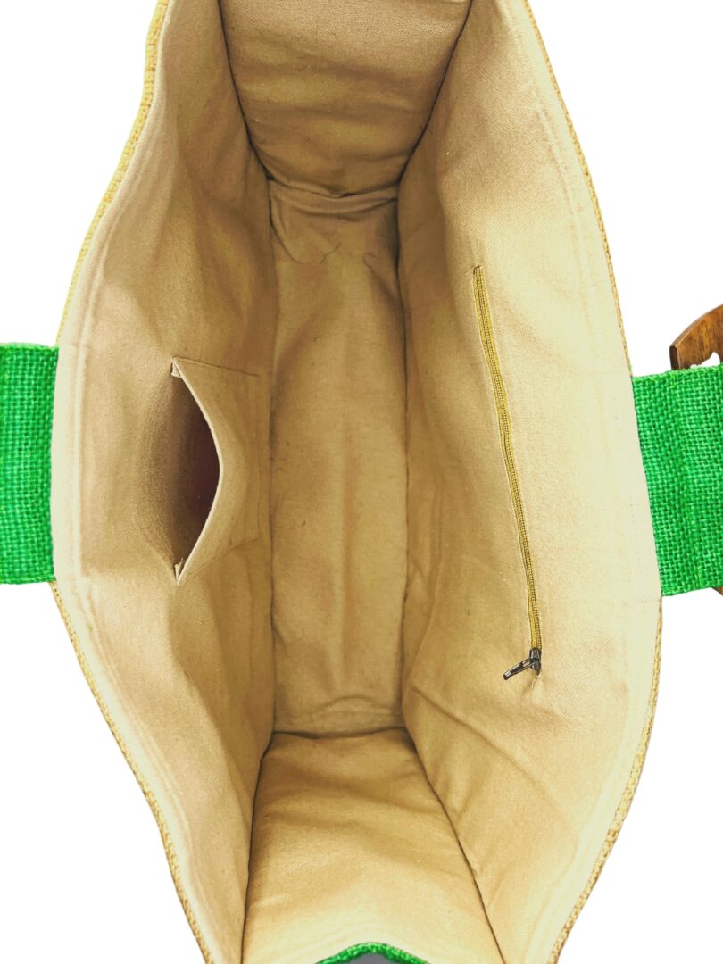JUTE HAND BAG WITH WOODEN HANDLE - Image 3