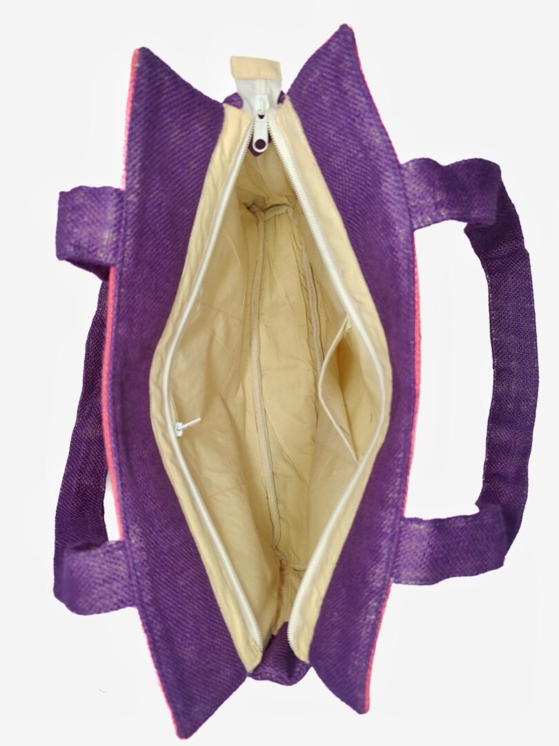 JUTE HAND BAG & PURPLE COLOUR JUTE HANDLE - Image 3