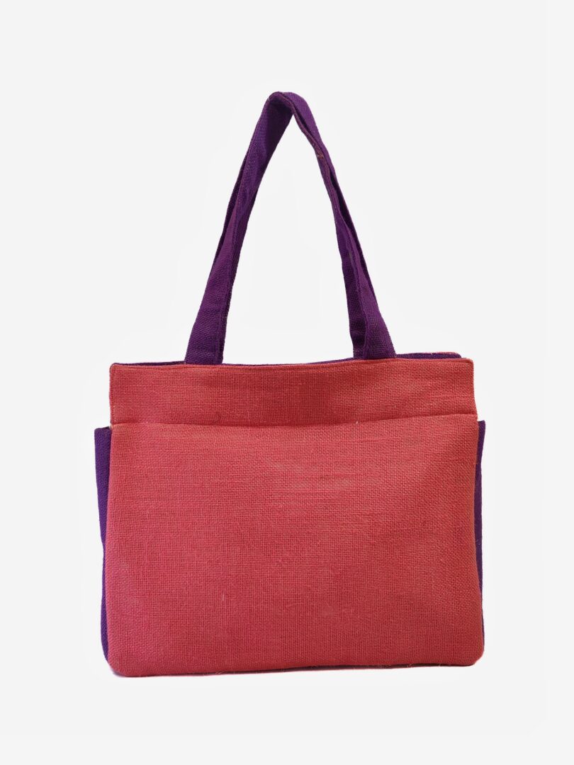 JUTE HAND BAG & PURPLE COLOUR JUTE HANDLE