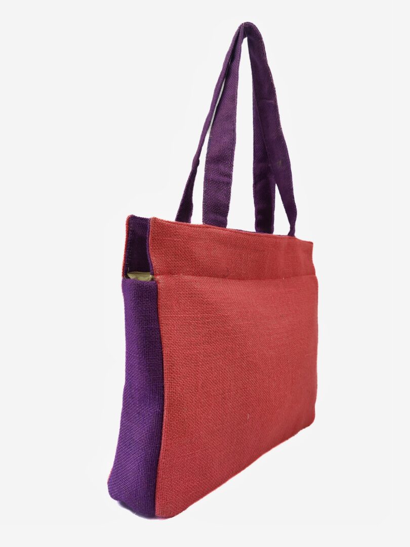 JUTE HAND BAG & PURPLE COLOUR JUTE HANDLE - Image 2