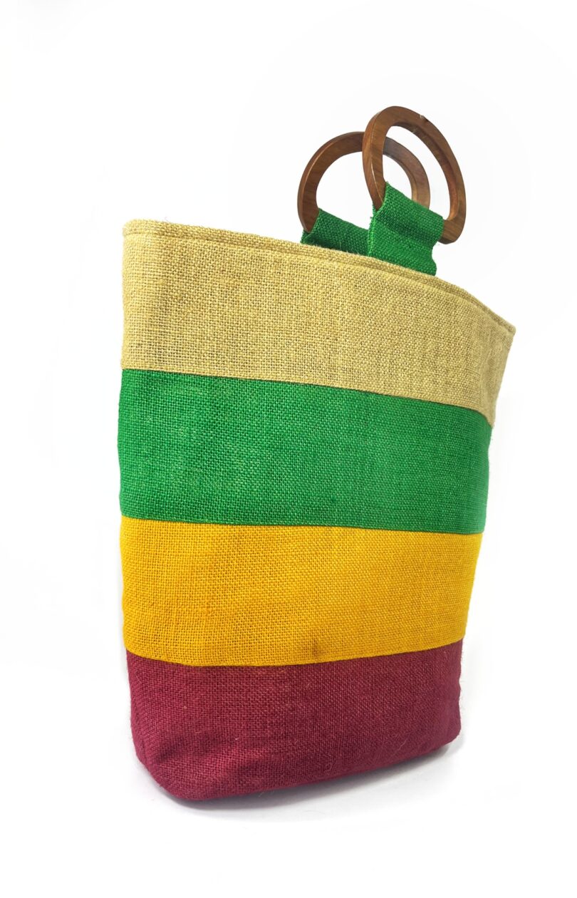 JUTE HAND BAG WITH WOODEN HANDLE - Image 2