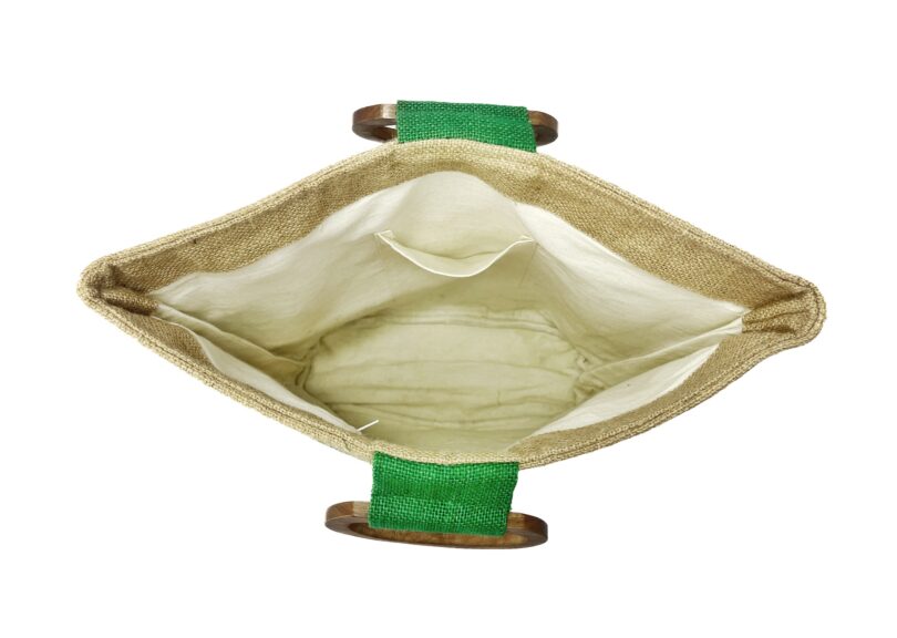 JUTE HAND BAG WITH WOODEN HANDLE - Image 3